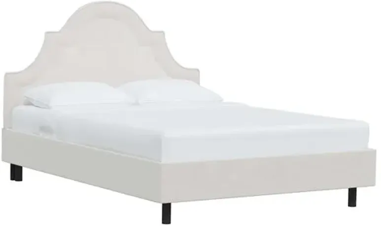 Kennedy Velvet Arched Platform Bed - White, No Box Spring Required, Upholstered, Comfortable & Durable