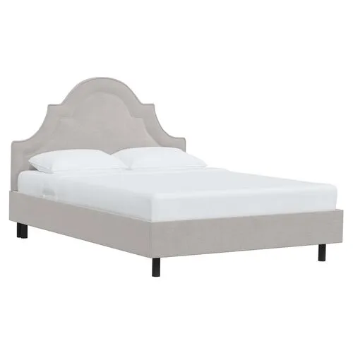 Kennedy Velvet Arched Platform Bed - Gray, No Box Spring Required, Upholstered, Comfortable & Durable