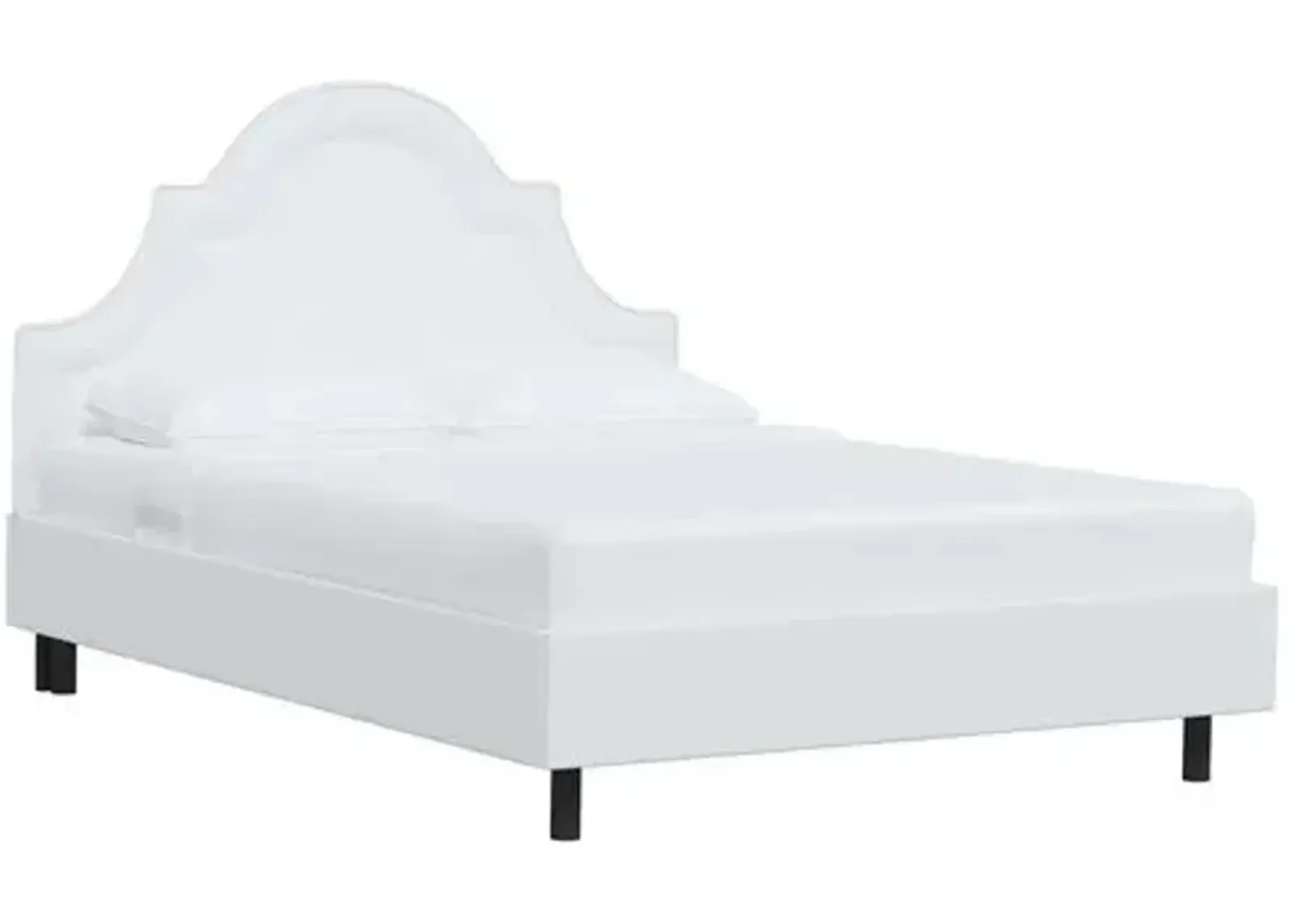 Kennedy Linen Arched Platform Bed - White, No Box Spring Required, Comfortable & Durable