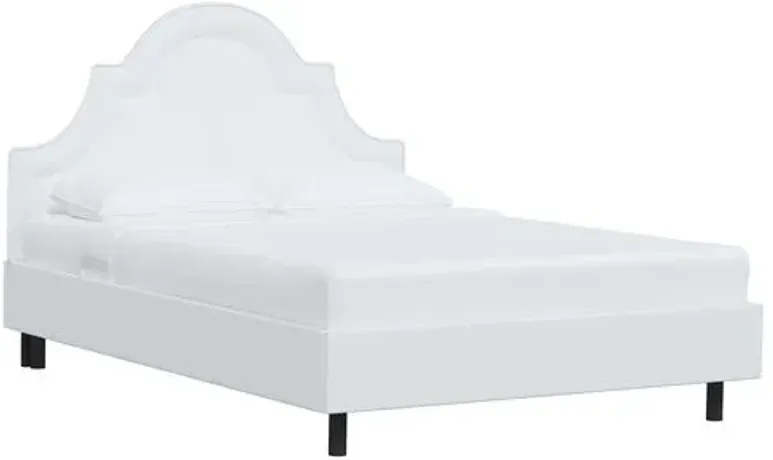 Kennedy Linen Arched Platform Bed - White, No Box Spring Required, Comfortable & Durable