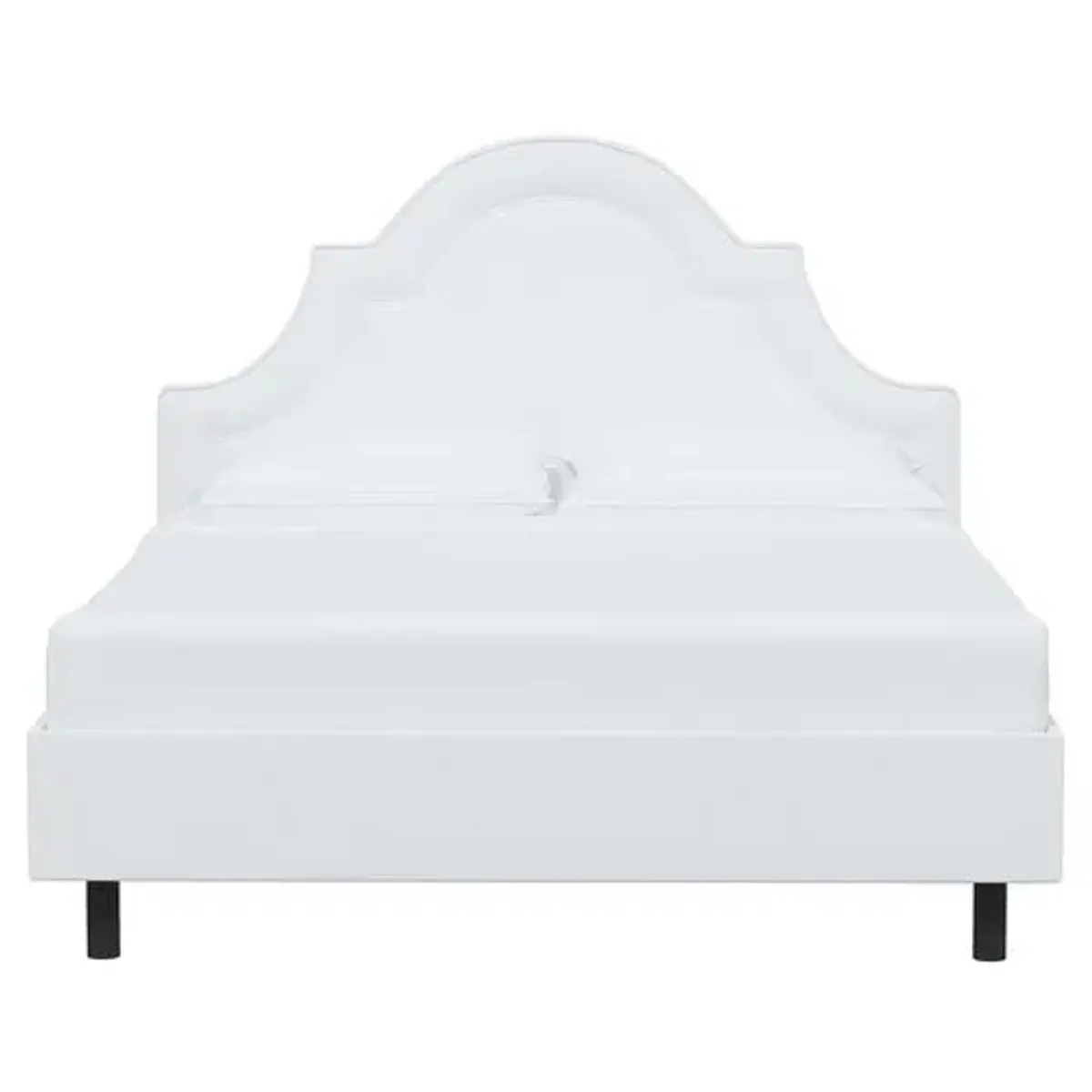 Kennedy Linen Arched Platform Bed - White, No Box Spring Required, Comfortable & Durable