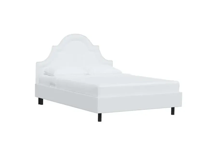 Kennedy Linen Arched Platform Bed - White, No Box Spring Required, Comfortable & Durable