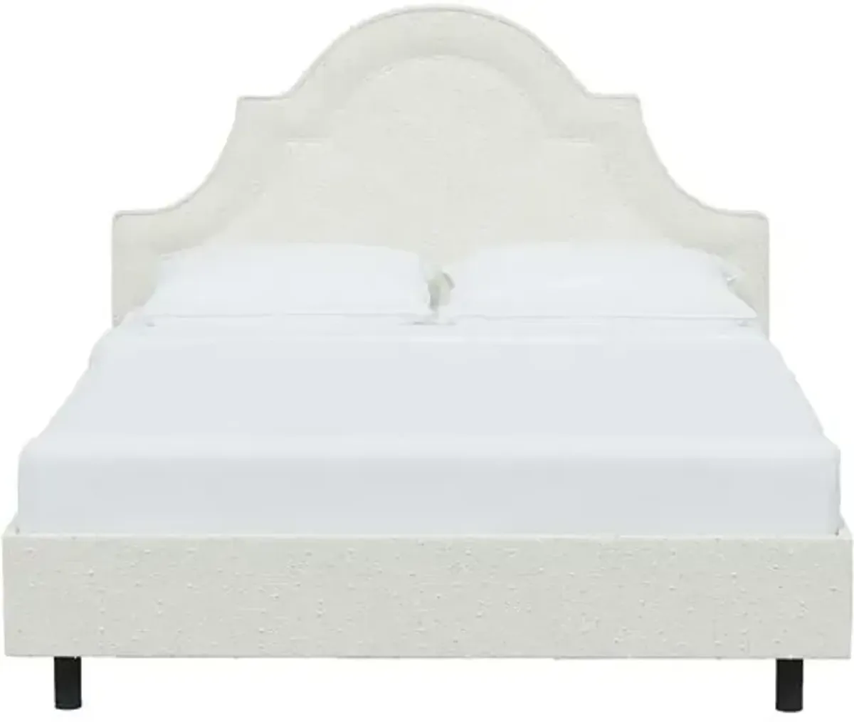 Kennedy Boucle Arched Platform Bed - White, No Box Spring Required, Upholstered, Comfortable & Durable