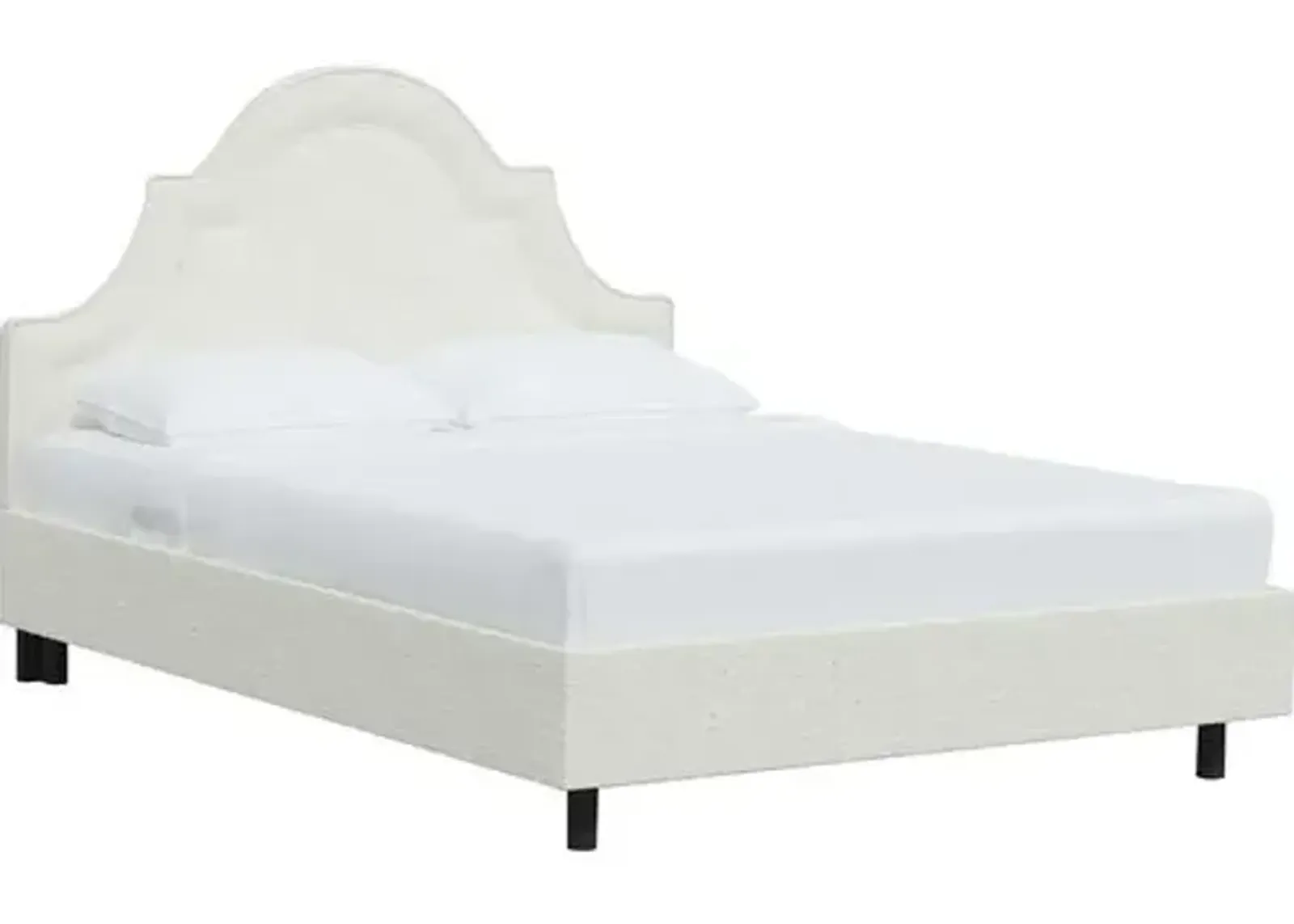 Kennedy Boucle Arched Platform Bed - White, No Box Spring Required, Upholstered, Comfortable & Durable