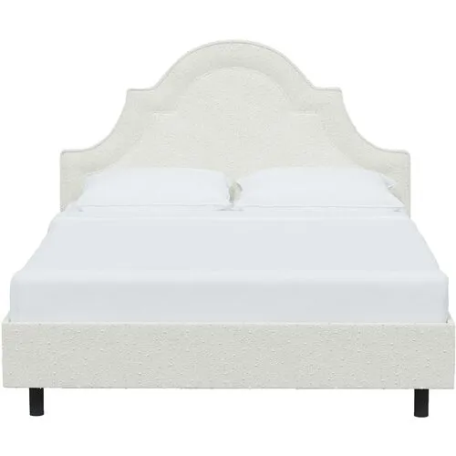 Kennedy Boucle Arched Platform Bed - White, No Box Spring Required, Upholstered, Comfortable & Durable