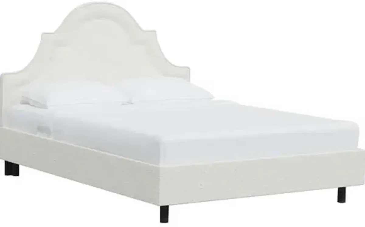 Kennedy Boucle Arched Platform Bed - White, No Box Spring Required, Upholstered, Comfortable & Durable