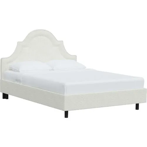 Kennedy Boucle Arched Platform Bed - White, No Box Spring Required, Upholstered, Comfortable & Durable