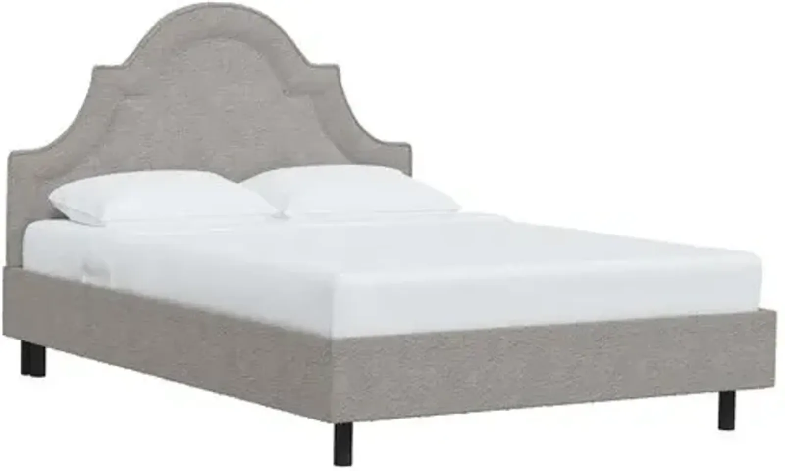 Kennedy Boucle Arched Platform Bed - Gray, No Box Spring Required, Upholstered, Comfortable & Durable