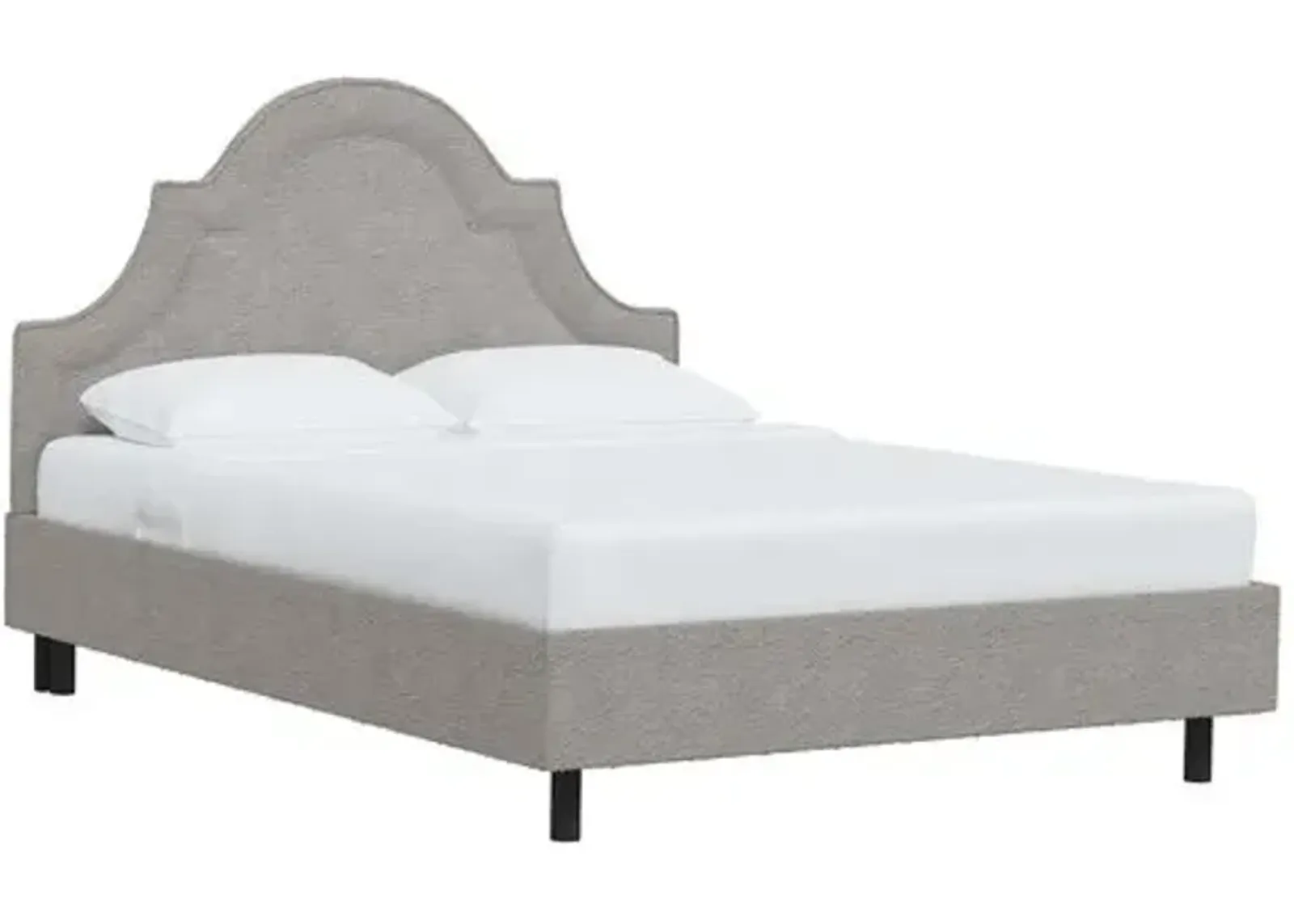 Kennedy Boucle Arched Platform Bed - Gray, No Box Spring Required, Upholstered, Comfortable & Durable