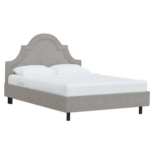 Kennedy Boucle Arched Platform Bed - Gray, No Box Spring Required, Upholstered, Comfortable & Durable