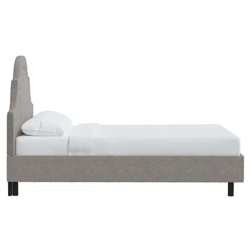 Kennedy Boucle Arched Platform Bed - Gray, No Box Spring Required, Upholstered, Comfortable & Durable