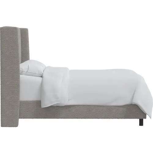 Kelly Bouclé Wingback Bed - Gray, Mattress, Box Spring Required, Comfortable, Durable