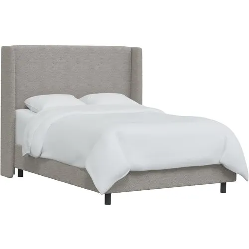 Kelly Bouclé Wingback Bed - Gray, Mattress, Box Spring Required, Comfortable, Durable