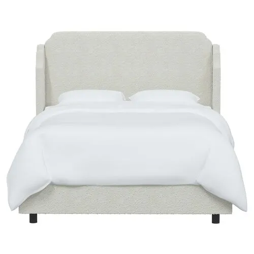 Aurora Boucle Wingback Bed - White, Mattress, Box Spring Required, Comfortable, Durable