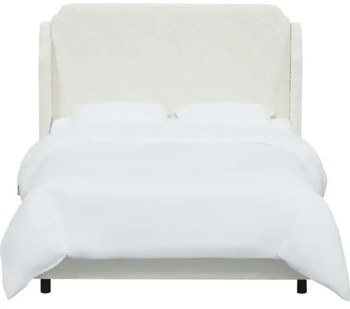 Aurora Boucle Wingback Bed - White, Mattress, Box Spring Required, Comfortable, Durable