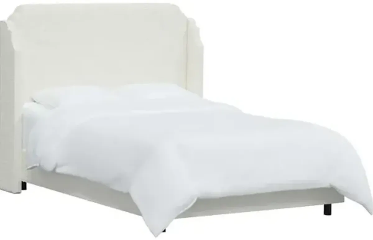 Aurora Boucle Wingback Bed - White, Mattress, Box Spring Required, Comfortable, Durable