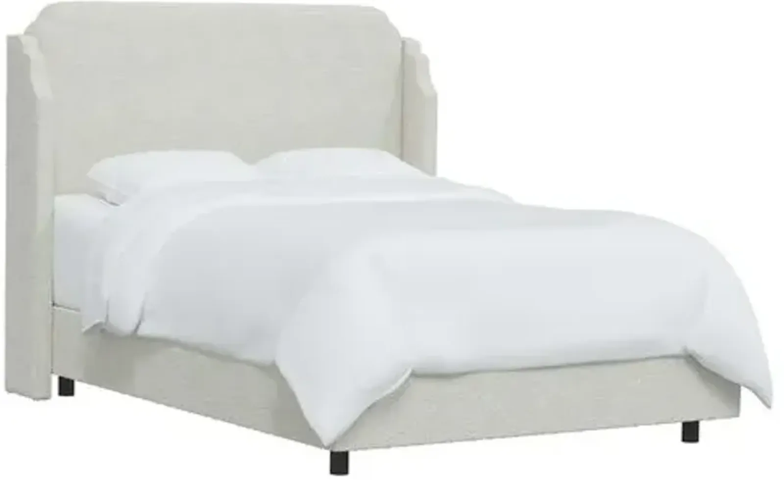 Aurora Boucle Wingback Bed - White, Mattress, Box Spring Required, Comfortable, Durable