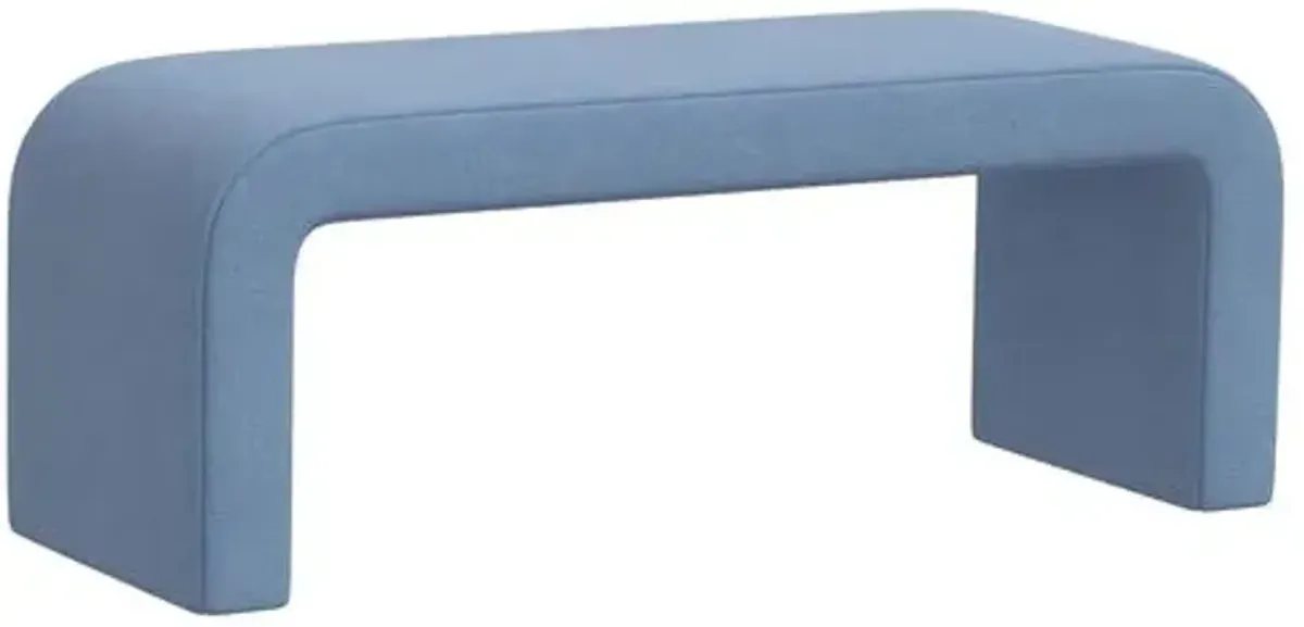 Celia Waterfall Linen Bench - Blue