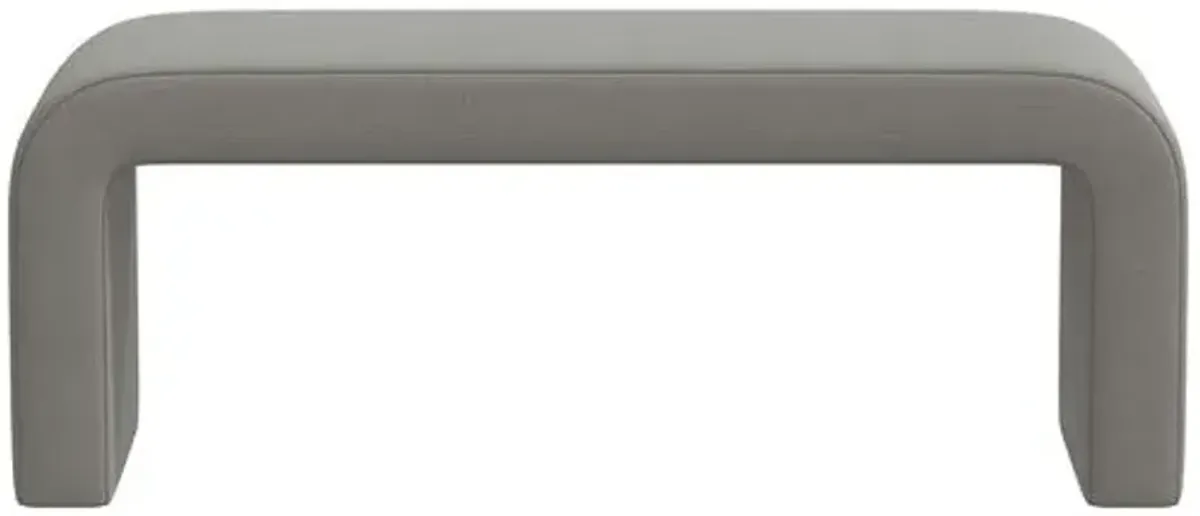 Celia Waterfall Linen Bench - Gray