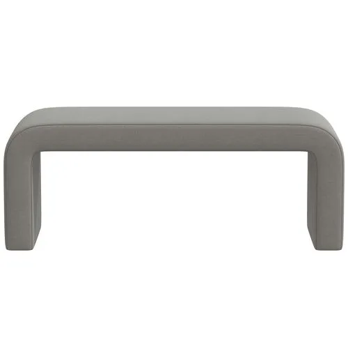 Celia Waterfall Linen Bench - Gray