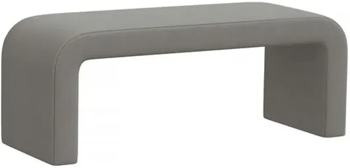 Celia Waterfall Linen Bench - Gray