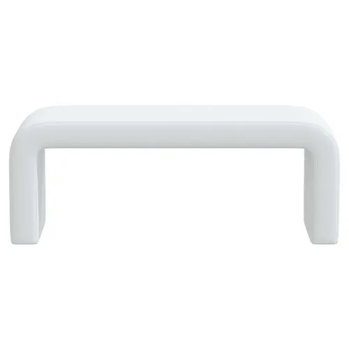 Celia Waterfall Linen Bench - White