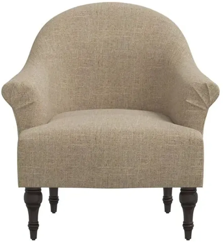 Charlotte Linen Accent Chair - Brown, Comfortable, Durable, Cushioned