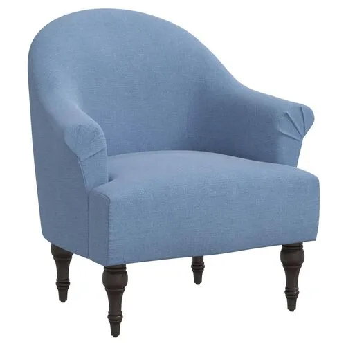 Charlotte Linen Accent Chair - Blue, Comfortable, Durable, Cushioned