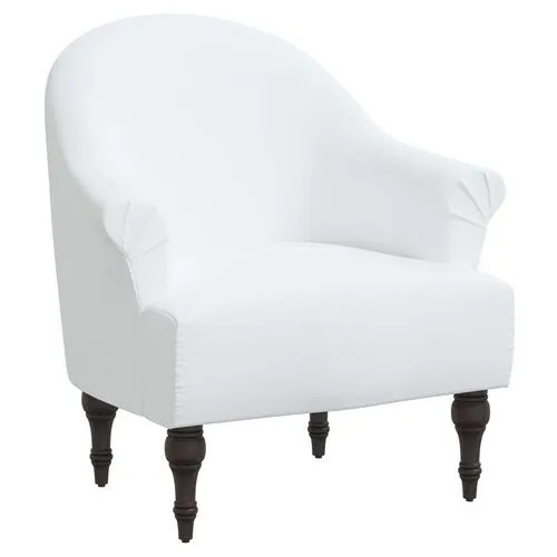 Charlotte Linen Accent Chair - White, Comfortable, Durable, Cushioned