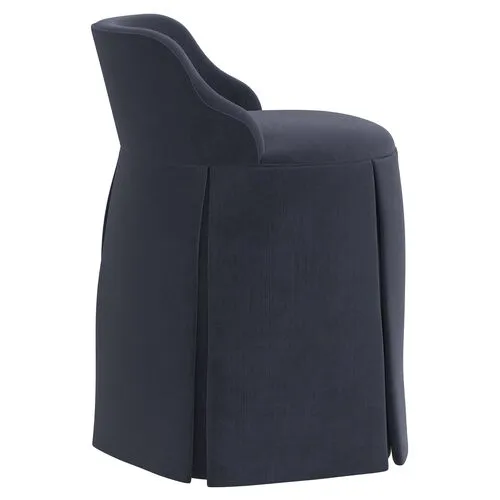 Addie Vanity Stool - Velvet - Blue - Versatile, Comfortable, Functional - Made in The USA