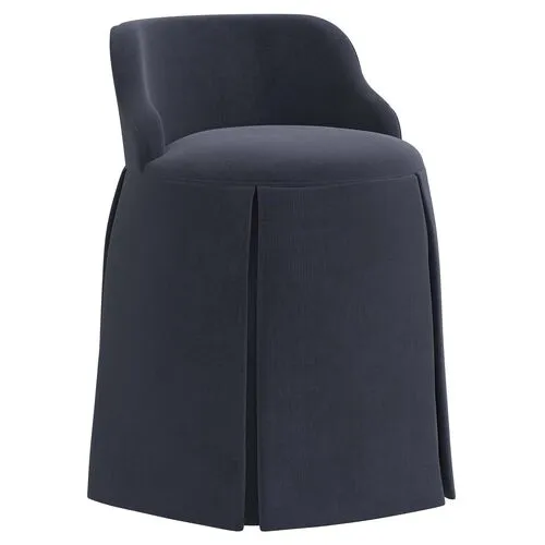 Addie Vanity Stool - Velvet - Blue - Versatile, Comfortable, Functional - Made in The USA