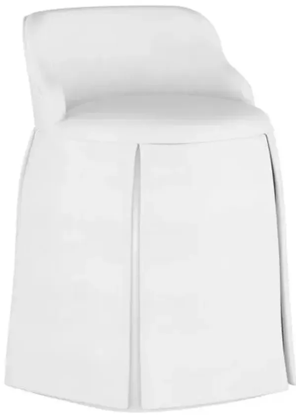 Addie Vanity Stool - Linen - Handcrafed in The USA - White, Sturdy, Contoured Back - Versatile, Comfortable, Functional