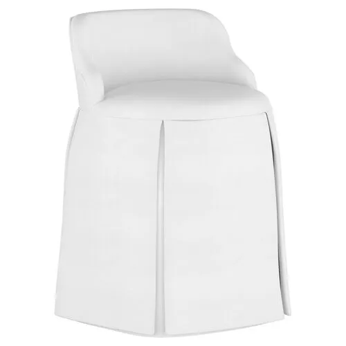 Addie Vanity Stool - Linen - Handcrafed in The USA - White, Sturdy, Contoured Back - Versatile, Comfortable, Functional