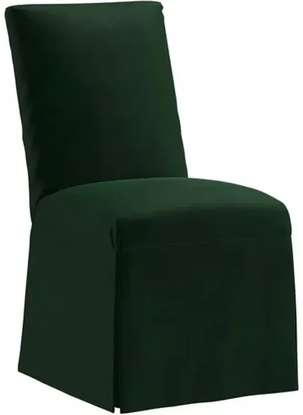 Owen Skirted Slipcover Side Chair - Velvet - Green