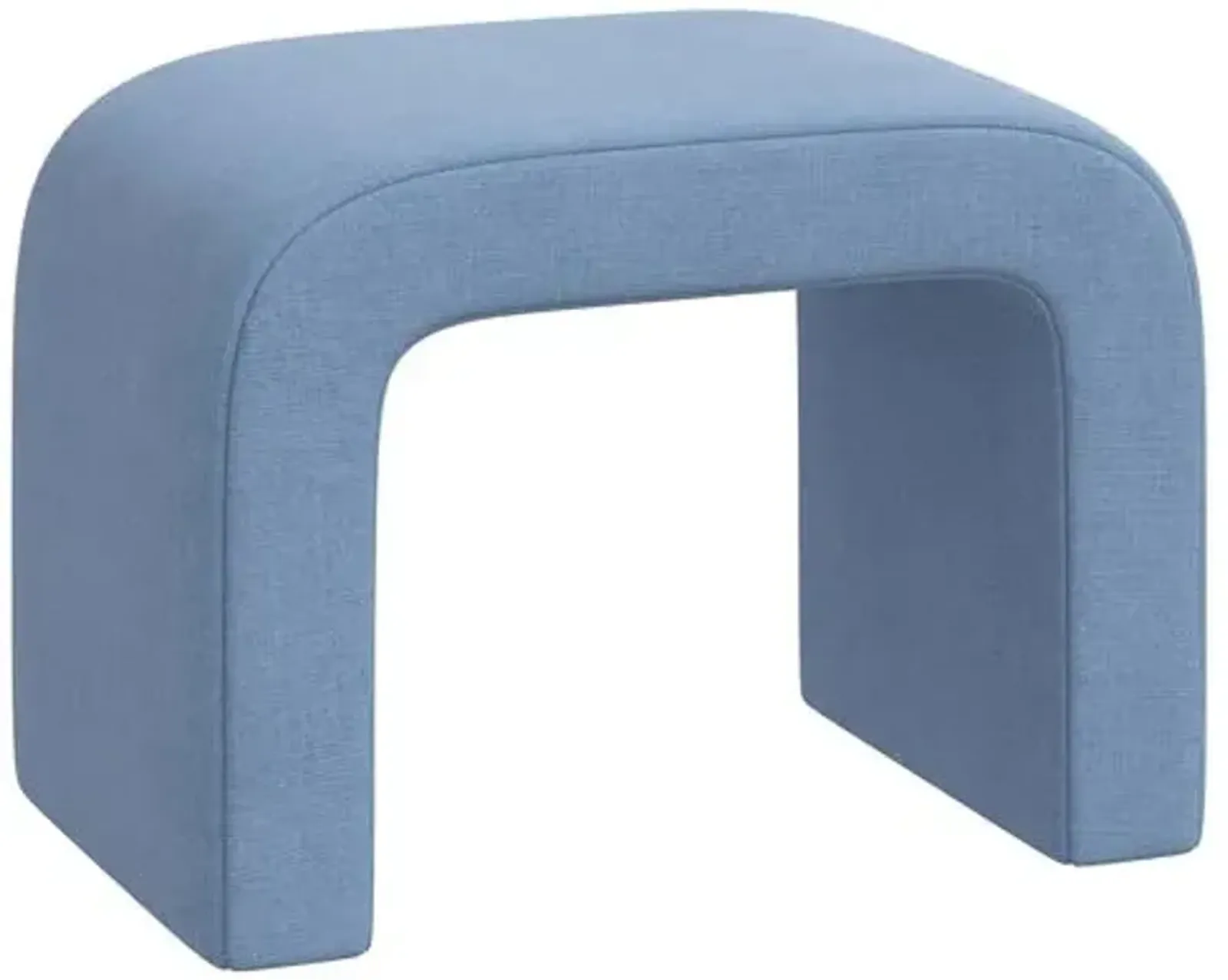 Celia Waterfall Linen Ottoman - Blue