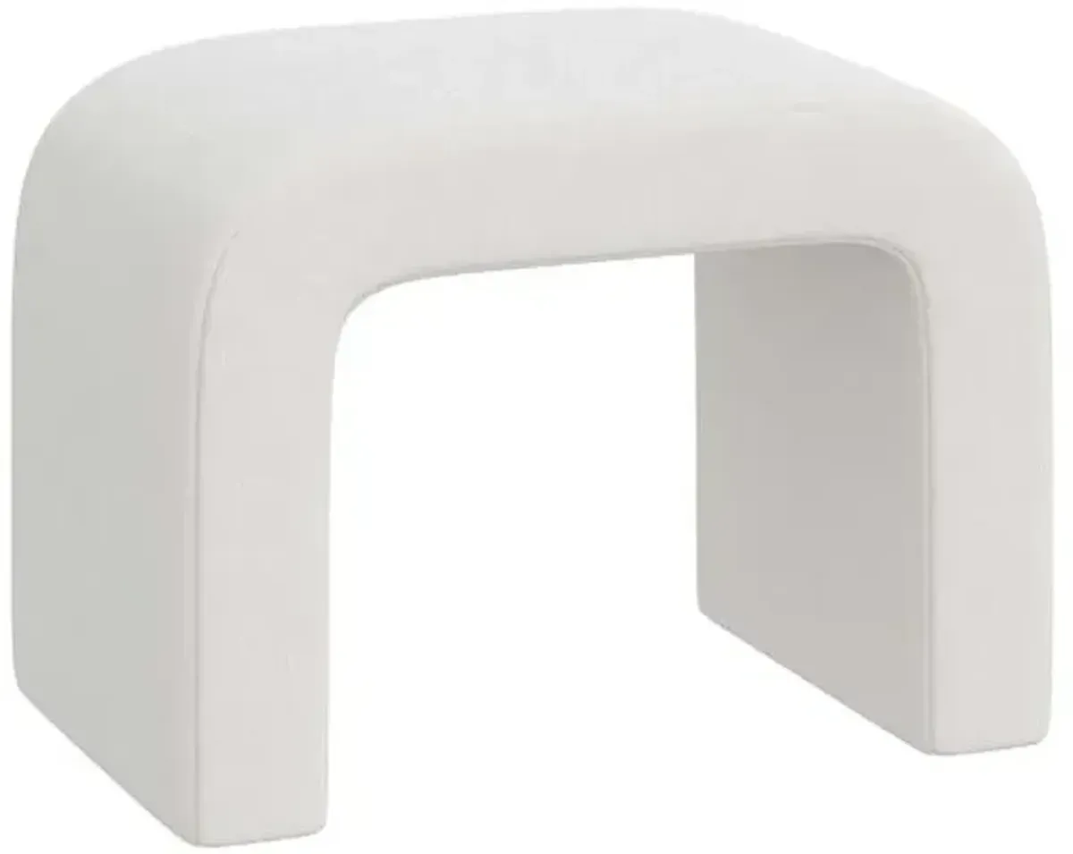 Celia Waterfall Velvet Ottoman - White