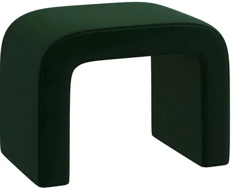 Celia Waterfall Velvet Ottoman - Green