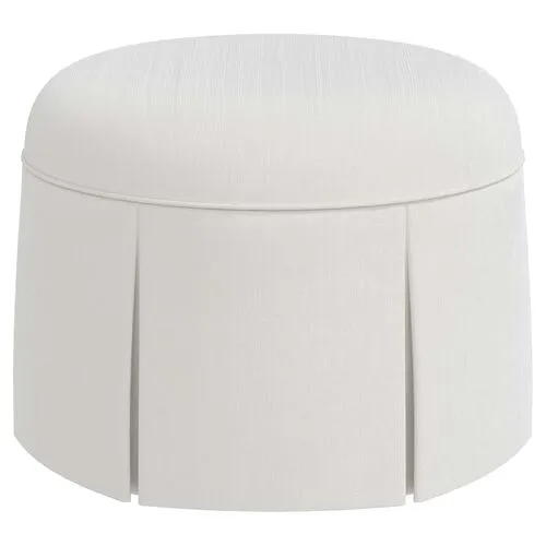 Liza Velvet Skirted Ottoman - White