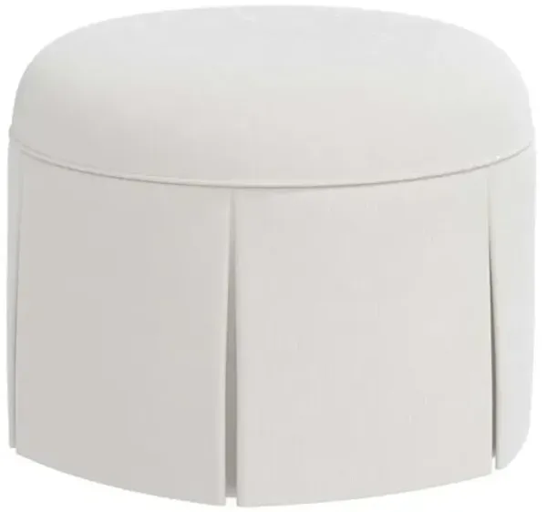 Liza Velvet Skirted Ottoman - White