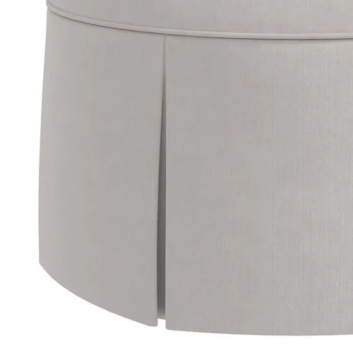 Liza Velvet Skirted Ottoman - Gray