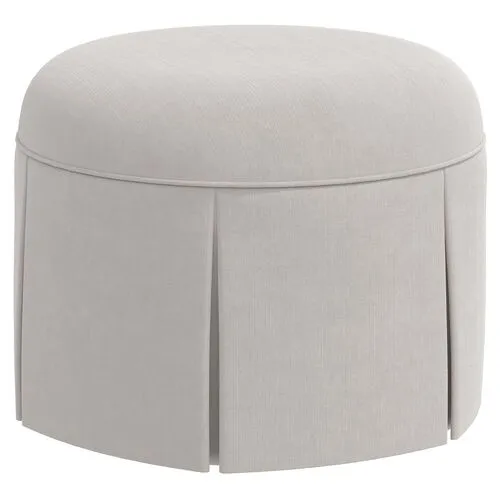 Liza Velvet Skirted Ottoman - Gray