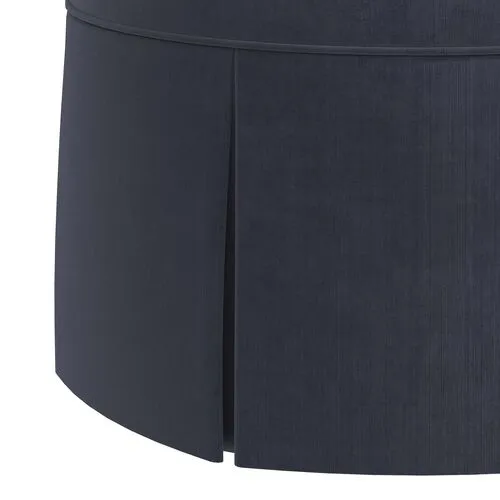 Liza Velvet Skirted Ottoman - Blue