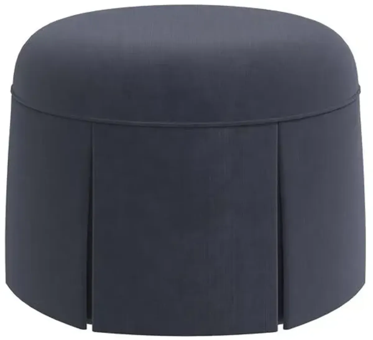 Liza Velvet Skirted Ottoman - Blue