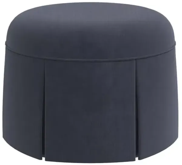 Liza Velvet Skirted Ottoman - Blue