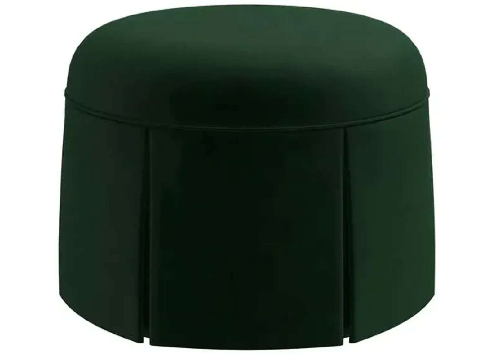 Liza Velvet Skirted Ottoman - Green