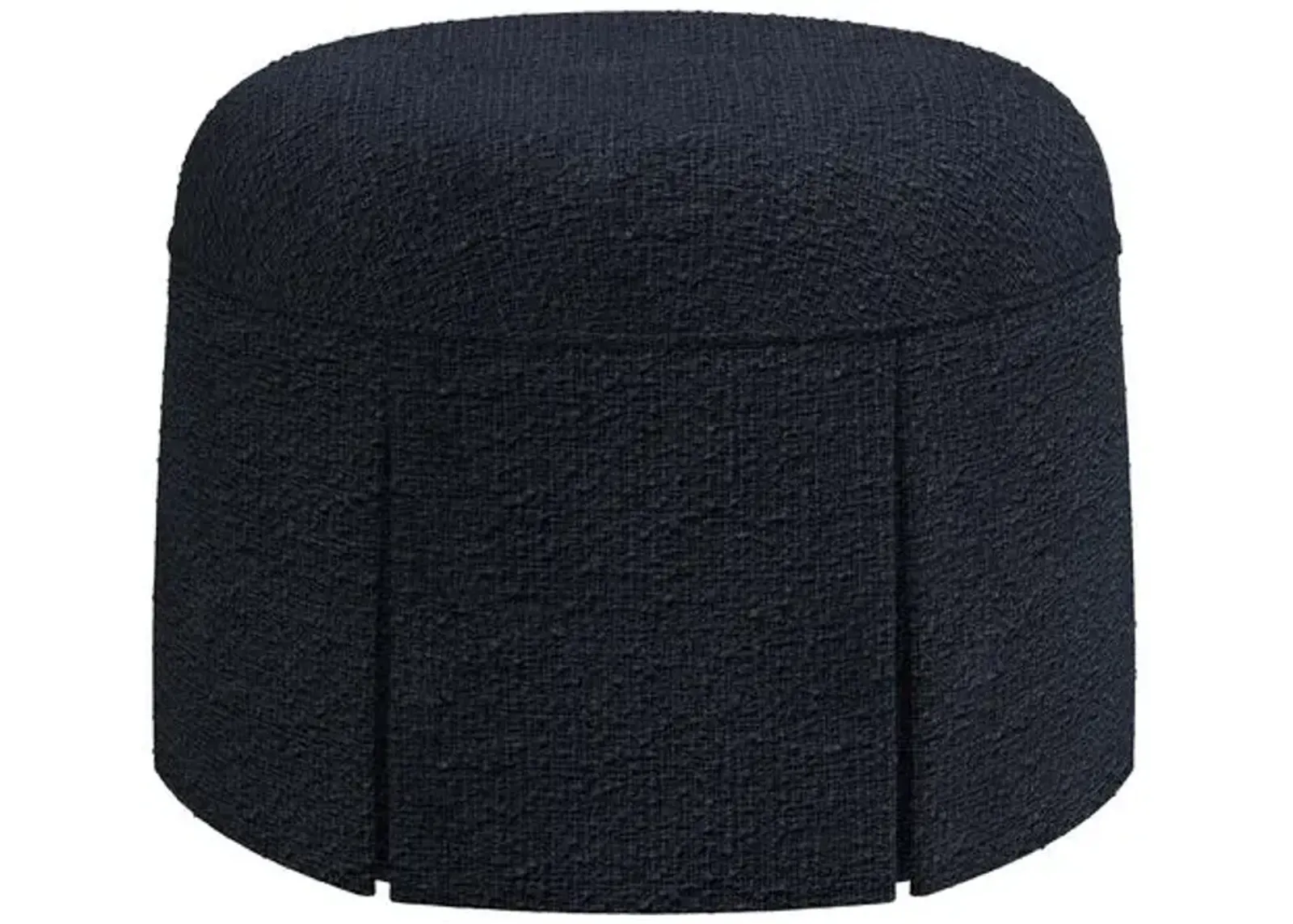 Liza Boucle Skirted Ottoman - Handcrafted - Black