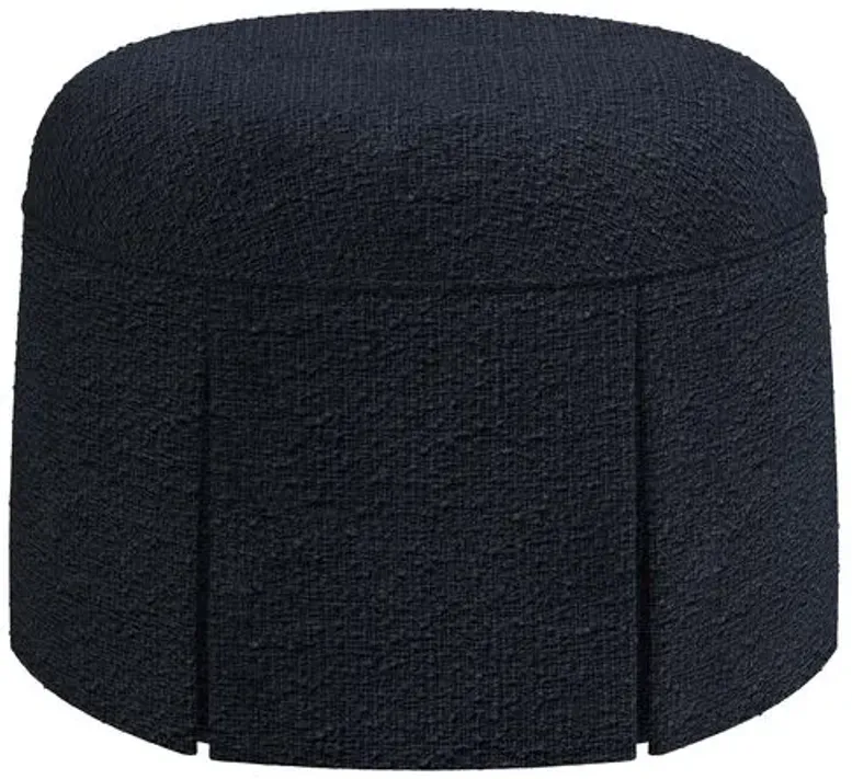 Liza Boucle Skirted Ottoman - Handcrafted - Black