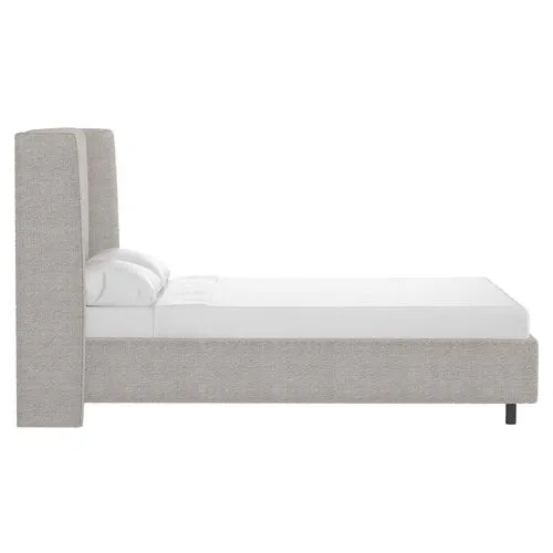 Kelly Boucle Wingback Platform Bed - Boucle - Gray, No Box Spring Required, Upholstered, Comfortable & Durable