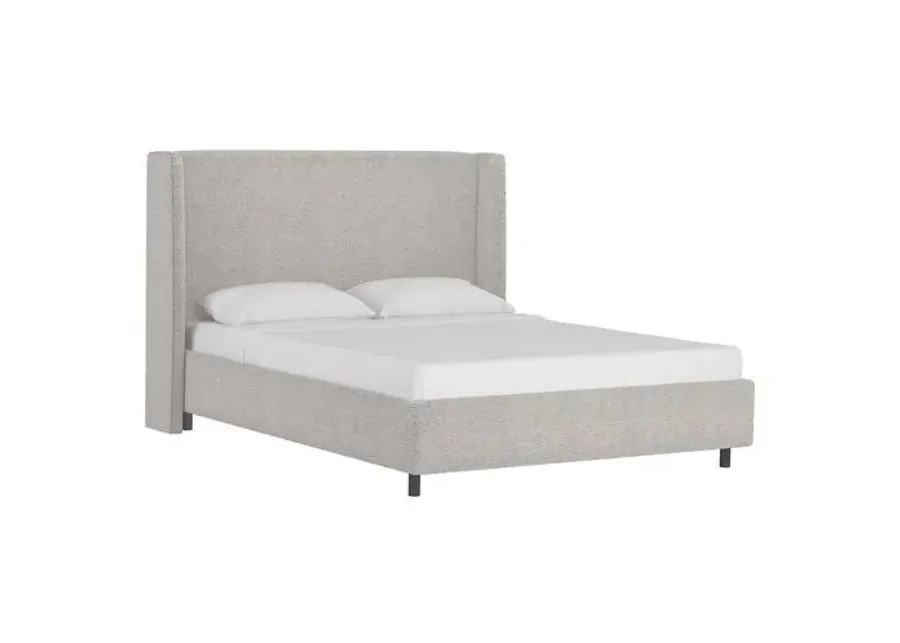 Kelly Boucle Wingback Platform Bed - Boucle - Gray, No Box Spring Required, Upholstered, Comfortable & Durable