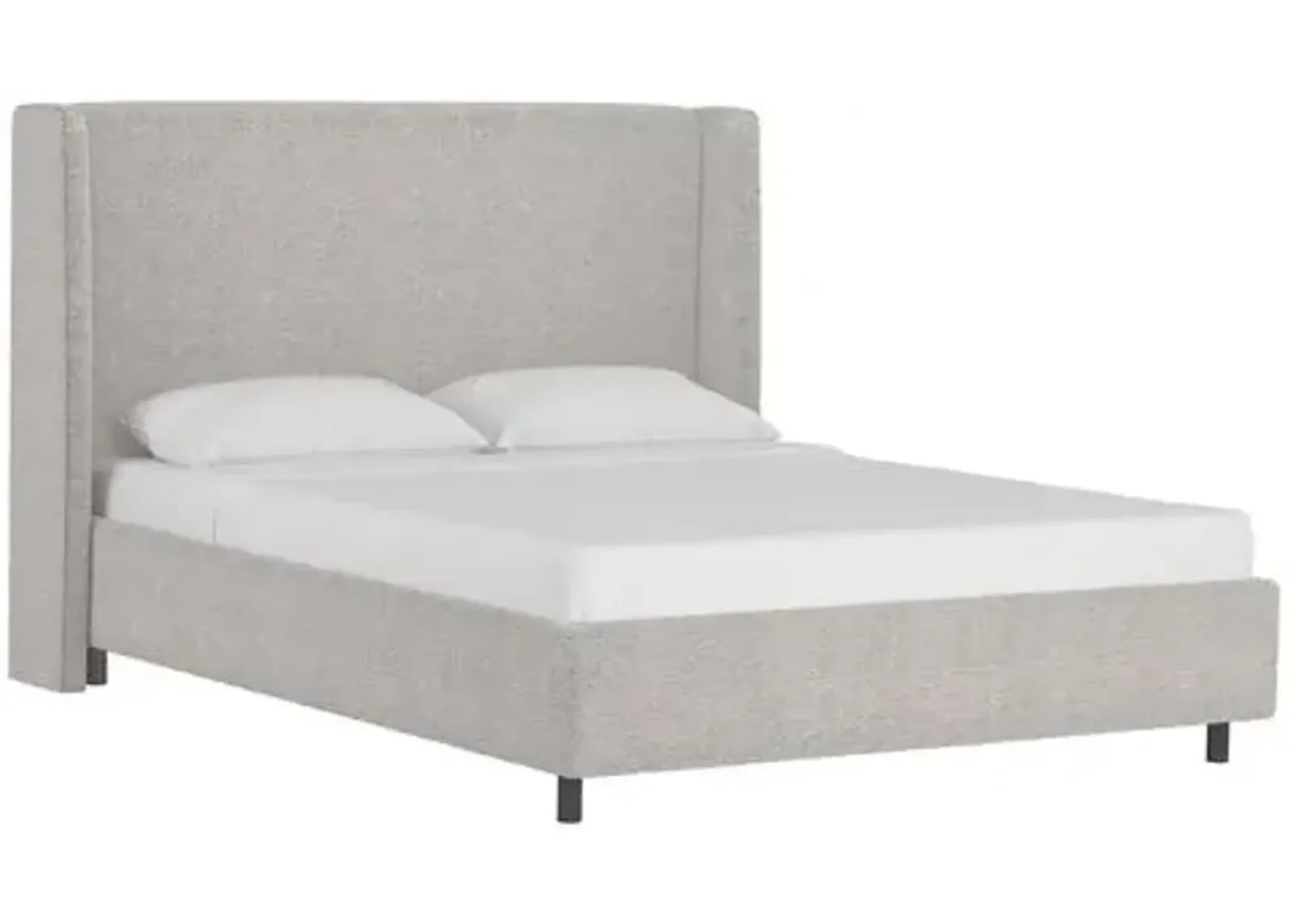 Kelly Boucle Wingback Platform Bed - Boucle - Gray, No Box Spring Required, Upholstered, Comfortable & Durable